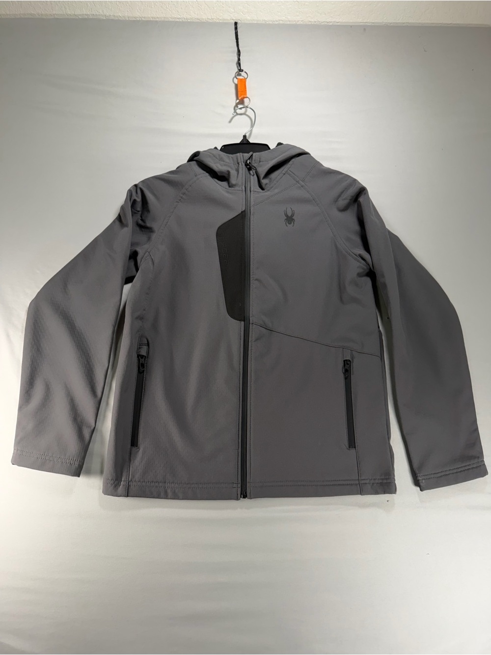 Spyder Big Boys Grey Soft Shell Hooded Jacket Size L 14/16 NWOT